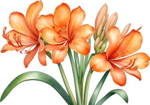AI generated Watercolor painting of Clivia miniata flower. Ai-Generated png