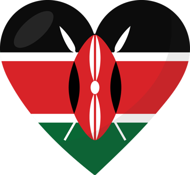 Kenya flag heart 3D style. png