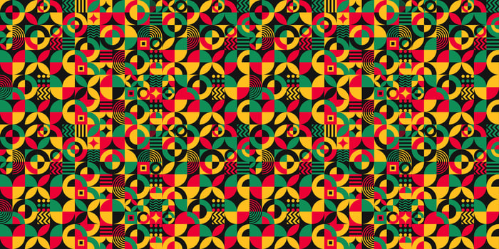 African American Black history month Neo geometric seamless pattern background. Celebrated February in united state and Canada. Juneteenth Independence Day. Kwanzaa. use to banner, poster, book cover. vector