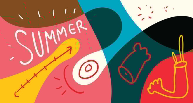 Colorful Doodle Vector Illustration Background for Summer Holiday 2024 banner