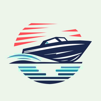 simple motorboat logo with vintage colors vector