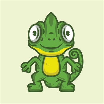 Cute chameleon cartoon vector illustration