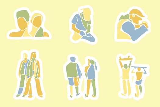 Vector Youth Day Sticker with pastel colors set collection