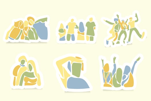 Vector Youth Day Sticker with pastel colors set collection