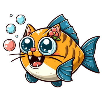 Funny cat fish vector png