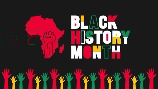 African American Black history month colorful lettering typography with african map background Celebrated February in united state and Canada. Juneteenth Independence Day. Kwanzaa vector