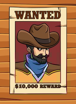 Cowboy Wanted Poster Colored Cartoon Illustration vector