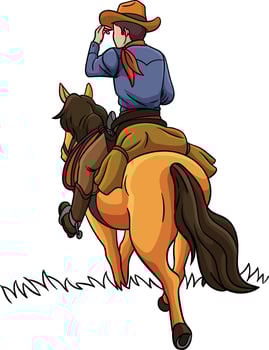 Cowboy Horseback Riding Cartoon Colored Clipart vector