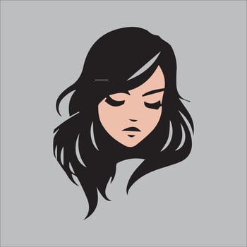 girl face on a gray background, vector illustration