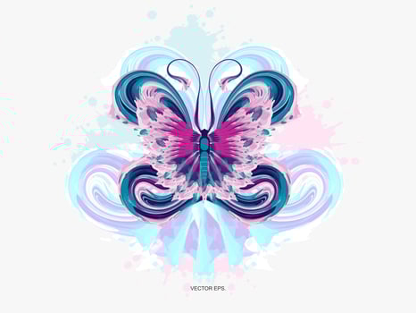 a butterfly with purple and blue wings on a white background vector