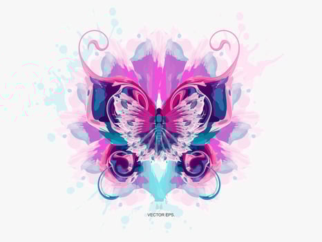 a butterfly with purple and blue wings on a white background vector