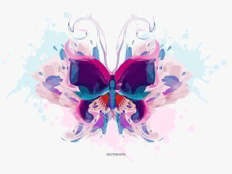 a butterfly with purple and blue wings on a white background vector