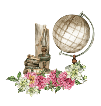 Watercolor rusty old elements and dahlia composition. png