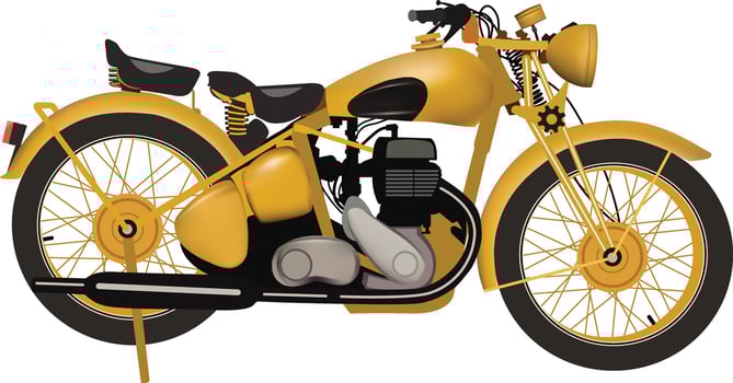 Yellow unique motorbike vector illustration with white background for background design.