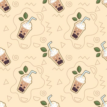 bubble tea seamless pattern vector illustration