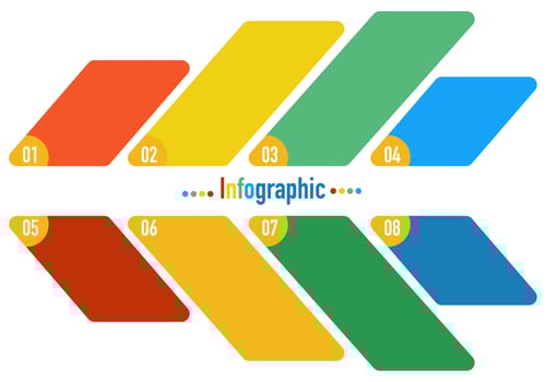 Infographic template step guide for business information presentation. Vector banner square and  elements. Modern workflow diagrams. Report option plan 4 topics
