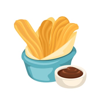 Churros Snack Set Cartoon Illustration Vector