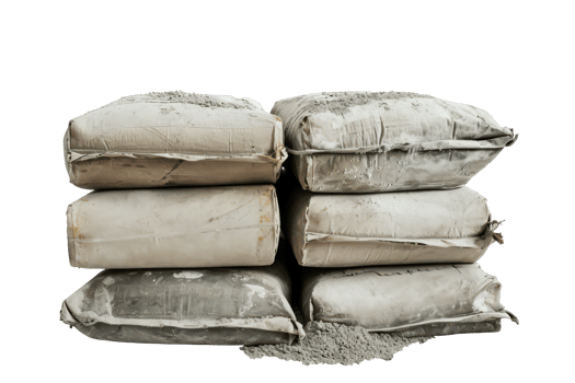 AI generated Stacked Cement Bags on Transparent Background png