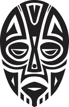 Mystic Symbolism Vector Black Logo of Tribal Mask Cultural Chronicle African Tribe Mask in Vector Form