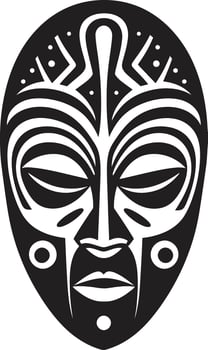 Sacred Symbol African Tribal Mask Vector Emblem Tribal Tapestry Black Logo Icon of African Mask