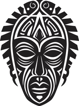 Symbolic Silhouette Tribal Mask Logo Design Ancestral Elegance African Mask Vector Icon