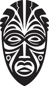 Ethnic Enigma Black Icon of Tribal Mask Tribal Tapestry African Mask Vector Symbol