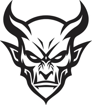 Sinister Gaze Aggressive Devil s Face in Vector Malevolent Presence Devil s Face in Bold Black Logo