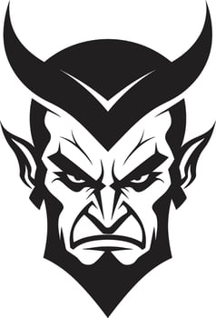 Demonic Impression Black Icon of Devil s Sinister Visage Wrath Unleashed Aggressive Devil s Face Vector Symbol