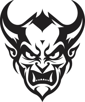 Infernal Illusion A Devil s Web of Lies Spun in Black Mask of Malice Black Devil Hides True Face in Ink vector
