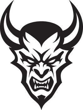 Sinister Impression Black Devil s Face Icon Wrath Unleashed Aggressive Devil Emblem vector
