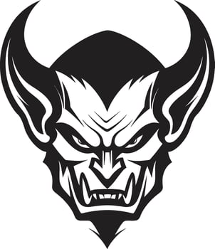 Hellish Gaze Aggressive Devil Vector Logo Sinister Impression Black Devil s Face Icon