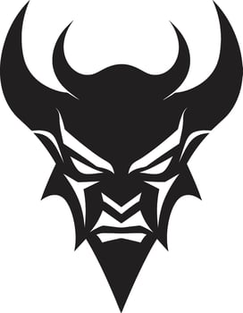 Hellfire Gaze Vector Black Logo of Devil s Intensity Demonic Rage Aggressive Devil s Face in Iconic Vector