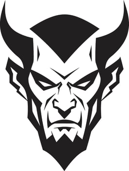Sinister Visage Black Logo Icon of Devil s Aggression Malevolent Presence Aggressive Devil s Face in Vector Art