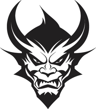 Demonic Impression Black Icon of Devil s Sinister Visage Wrath Unleashed Aggressive Devil s Face Vector Symbol