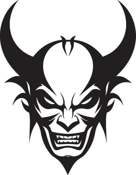 Hellfire Stare Vector Black Logo of Devil s Aggression Demonic Rage Aggressive Devil s Face Icon in Black