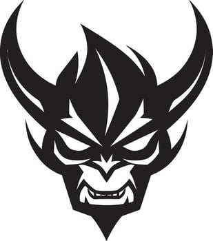 Rage Unleashed Aggressive Devil s Face Vector Symbol Dark Temptation Vector Logo of Devil s Fiery Visage