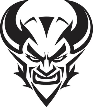 Diabolic Fury Aggressive Devil s Vector Black Emblem Infernal Menace Devil s Face Icon in Black Vector