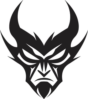 Sinful Emblem Aggressive Devil s Face in Black Maleficent Stare Devil s Face Vector Icon