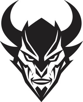 Dark Temptation Aggressive Devil s Face Emblem Fiery Malevolence Vector Devil s Face in Black Icon