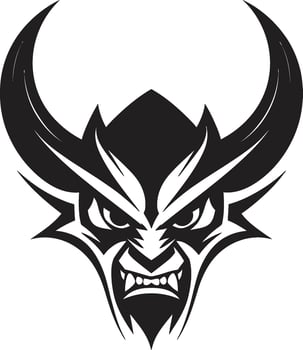 Sinister Gaze Aggressive Devil s Face in Vector Malevolent Presence Devil s Face in Black Logo