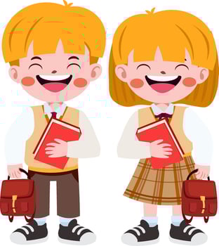 happy cute children in school uniform cartoon style vector