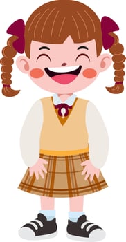 happy cute children in school uniform cartoon style vector