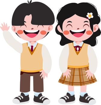 happy cute children in school uniform cartoon style vector