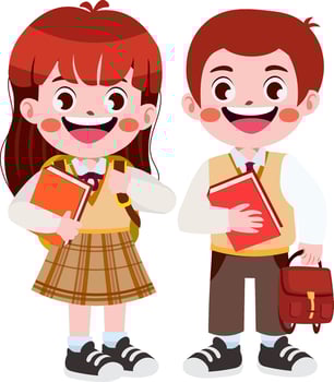 happy cute children in school uniform cartoon style vector
