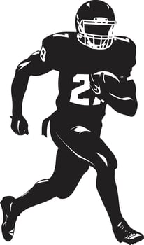 Field Dominance Black Player Vector Game Day Warrior Football Player Emblem