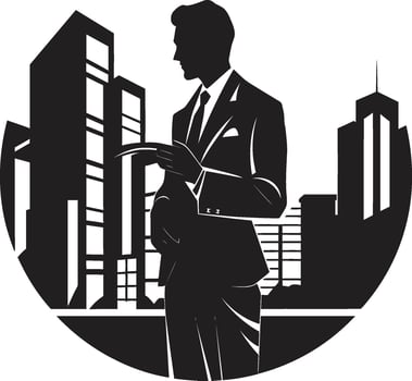 Structure Maven Black Man Icon Design Architectural Maestro Vector Black Logo Icon