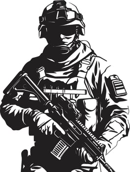 Warrior Valor Black Vector Soldier Logo Defensive Guardian Armed Armyman Black Icon