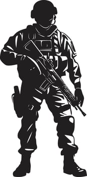 Battle Sentinel Armed Warrior Black Logo Defensive Vigilance Vector Black Soldier