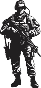 Guardian Valor Black Armyman Icon Design Combat Precision Vector Armed Forces Logo