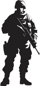 Warrior Stalwart Armed Military Emblem Guardian Valor Black Armyman Icon Design vector